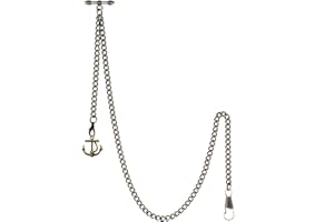 TREEWETO Albert - Reloj de bolsillo con cadena para hombre, 2 ganchos con diseño de ancla de bronce antiguo, diseño de dije de llavero en forma de T