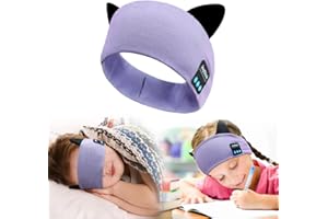 Joythink Kids Bluetooth Headband Headphones Sleep Mask Wireless Earphones Built in Thin Speaker Kids Adjustable Sports Headset for Girls Boys Children Baby Toddler Airplane Travel Study Purple