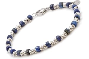 OMI CREATIVE CONCEPT OMI® Bracciale Uomo Acciaio con Pietre Naturali Multicolore – Turchese, Verde Smeraldo, Lapislazzuli, Nero – Elegante e Stile Casual