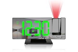 BYZESTY Sveglia Digitale con Proiezione, Sveglia con Proiettore Soffitto, Orologio Digitale Alimentata Tramite USB, con Grande Display, Temperatura, Snooze, Data, 12/24HR, 3 Livelli di Luminosità