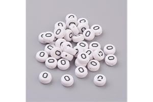 Handicraft Emporium Flat Round Alphabet Acrylic Beads | Approx 20g | O