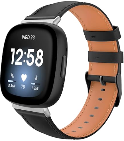 AISPORTS Compatible For Fitbit Versa 2 Strap For Women Men, Fitbit Versa Strap Leather Metal Buckle Clasp Bracelet Wristband Replacement Strap For