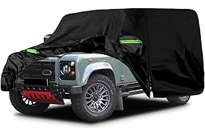 JUDANNA Autoabdeckung Wasserdicht Ersatz für Land Rover Defender 110 1990-2016, Vollgarage Autoplane Outdoor Abdeckung für Regen Schnee Sonne Staub UV Schutz, Winddicht Auto Abdeckplane Winter & Sommer
