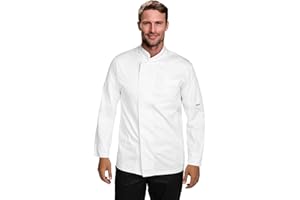 PALLTEX KOTO LS 100% Cotone Giacca Cuoco Uomo con i Bottoni Automatici Giacca da Cuoco Ristorante Divisa da Cuoco a Maniche Lunghe