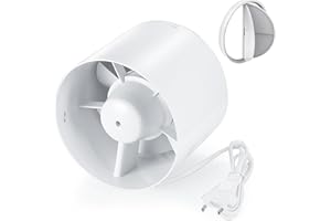 Hose Vary 150mm Ventilateur de Conduit en Ligne avec Cordon d' Alimentation UE, Clapet anti-Retour pour la Salle de Bain, WC, Ventilation du Pipeline de Cuisine