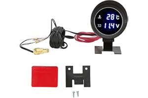 Aramox Round Digital Water Temperature Gauge LED Voltmeter Water Coolant Temperature Gauge Kit DC 9V‑36V With Blue Light for Car Motorcycle ATV