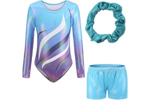 Kiscorpse Gymnastics Leotards for Girls with Gymnastics Shorts & Hairband Set Long Sleeve/Sleeveless Leotard Dancing Ballet Gymnastics Athletic for Girl
