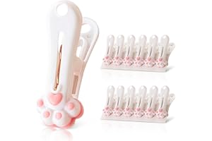 BEUFEE Kawaii Chip Clips, 12 pinzas de ropa con forma de garra de gato, reutilizables, de plástico, para bolsa de gato, clips de chip, graciosos clips para bolsa de alimentos (rosa)