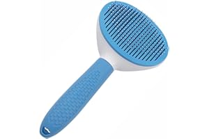 Secwell Cepillo par Perros Gatos Autolimpiante Cepillos Para Mascotas de Pelo Largo y Corto Azul