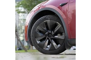 ‎CYBERBEANS CYBERBEANS Radabdeckungen für Tesla Model Y, 48,3 cm (19 Zoll), Kohlefaser, Radkappen, Lenknabenkappen, Felgenschutz, Ersatz-Set, Außenzubehör, Mattschwarz, 2020–2023, 4 Stück