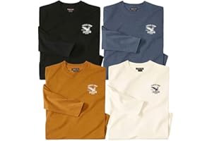 ATLAS FOR MEN - Set di 4 Magliette da Uomo - Maniche Lunghe - Girocollo - Disponibili nelle Taglie Grandi da M a 5XL