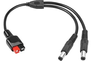 PNGKNYOCN Złącze panelu słonecznego do kabla rozdzielacza DC Y, podwójne gniazdo DC 5,5 mm x 2,1 mm, do paneli słonecznych RV, przenośnej stacji zasilania, 18 AWG drut 0,3 m (DC 5,5 x 2,1 męski)