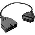 Hirificing OBD1 Scanner, OBD1 to OBD2 GM Adapter, OBD 1 Scanner Cable Code Reader OBD1 12 Pins to OBD2 OBD II 16 Pins Socket Scan Diagnostic Extension Tool Cable Connector Replacement for GM Popular