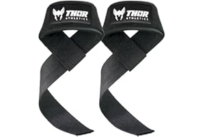 ‎THOR ATHLETICS Thor Athletics Lifting Straps und Zughilfen für Krafttraining, Powerlifting und Kreuzheben - Gepolsterte Handgelenksschlaufen - Profi Fitness Zubehör für Männer und Frauen - inkl. gratis E-Book