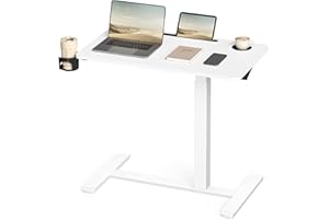 ‎VASAGLE VASAGLE Stolik boczny na kółkach, Mobilny stolik wysoki, Blat 80 x 45 cm, Regulowana wysokość, 2 uchwyty na kubki, Gniazdo na telefon lub tablet, Cloud White LSD601W01