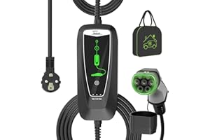 Teskee Chargeur EV Type 2 Portable EV Cars Home Station de Recharge pour Tous Les véhicules électriques et Voitures Hybrides Rechargeables 3,6 KW 10/13/16 A 6 mètres Prise Schuko monophasée