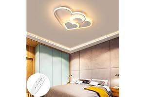 GUANSHAN 3D Plafoniera Led Cuori Creativi Dimmerazione Continua Lampada da Soffitto Illuminazione per Ragazzi Ragazze Camera da Letto Scuola Materna con Telecomando, 30W