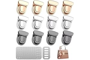 UWOBEFO 12 Piezas Cierres para Bolsos Crochet,Cierre de Metálico para Bolso,Candados con Hebilla para Bolsos,Cierre de Billetera para Bolsos de Cuero, Carteras