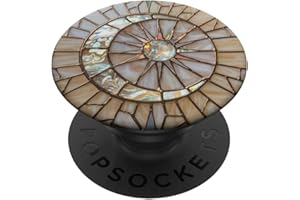 CELESTIAL MOON AND STARS STAINED GLASS MOSAIC Mosaïque en verre teinté avec lune céleste et étoiles, perle vintage PopSockets PopGrip Adhésif