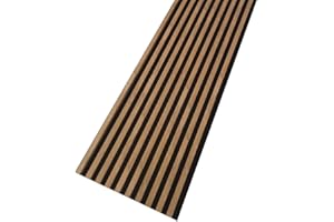 MEBANO. Chêne Naturel Grandson Lamelles Acoustiques sur Feutre Noir 240x53 cm Panneaux Muraux Acoustiques Absorption Sonore et Décoration Murale élégante Panneaux Muraux en MDF