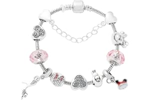 Tomicy Braccialetto con Ciondolo a Forma di Topolino,Braccialetto con Charm per Ragazze,Lucido Gioielli in Cristallo Bracciale Scintillante di Compleanno,Idea Regalo per Bambine（19cm