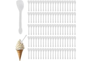 Jecdfs Lot de 100 couverts en plastique génériques, cuillères en plastique, mini cuillères en plastique transparent, 10 cm, couverts en plastique robuste utilisés pour les desserts, les gâteaux, les