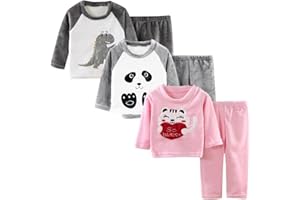 POIUIYQA Conjunto de Pijamas de Franela cálidos para niños, niñas, niños, Camiseta y Pantalones con Cuello Redondo, Ropa de Descanso para el hogar, Forro Polar Grueso, Invierno cálido