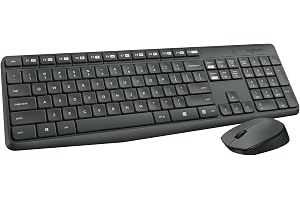 Logitech MK235 Wireless Keyboard and Mouse Combo for Windows, 2.4 GHz Wireless with Unifying USB-Receiver, Wireless Mouse, 15 FN Keys, 3-Year Battery Life, PC/Laptop, Arabic/English Layout - Black