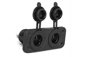 MEIJEEGU Meipire presa accendisigari per auto, da incasso, 12 V, 24 V, impermeabile, adattatore, caricabatteria, per auto, barca, camion, camper, roulotte (presa con 2 fori)