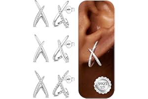YADOCA 3Paires Boucles d'Oreilles Femme Argent 925 Zirconie Cubique Hypoallergénique pour Oreilles Sensibles Minimaliste Petite Clous Boucles d'Oreille Bijoux à La Mode Cadeaux