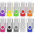 EASTBULL Memory Stick 2GB USB 10Pack, USB 2.0 Thumb Flash Drives Swivel Design Pen Memory Stick Fold Storage (10 Mixed Color With Lanyard)