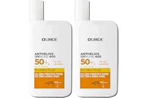 TONGYEND Sunscreen SPF 50+, UVMUNE 400 Invisible Fluid Sun Cream SPF50+, Suncream for Sensitive Skin, Ultra Light UV Protetion, Water + Sweat Resistant, Not Greasy, 2 * 50ml