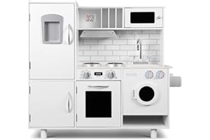 Baby Vivo Kinderküche Spielküche aus Holz Kinderspielküche Küche Holzküche Spielzeugküche - Bruno in Weiß