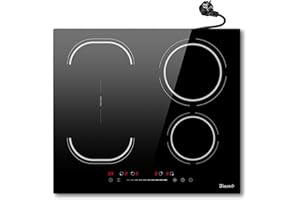 Disaenvir Piano Cottura Induzione 4 Fuochi, Piano Cottura a Induzione con Spina da incasso 60cm, Piano a Induzione con Zona Flex, 9 Livelli di Potenza, Funzione Boost, Timer, 220V