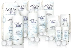 AQUA lens Kontaktlinsen Fluessigkeit (4x360 ml + 2X60ml + 6 Behälter) 1560 ml - Premium All-in-One Kombilösung für weiche Kontaktlinsen mit HPMC