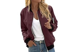 Kswlwccpp Blouson Jacke Damen: Langarm Zip Up Übergang Blouson Jacke Frühlingsjacke Leicht Elegant Bomberjacke College Jacke Frühling Schwarz Casual Damen-Jacken Übergangsjacke