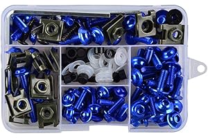 ZHUODINGSEN Lot de 155 vis de carénage de moto universelles - Pour pare-brise de moto - Bleu