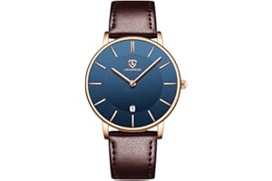 BEN NEVIS Montres pour Hommes Ultra Mince Simple Mode Décontractée Analogique Quartz Affichage de la Date Montre-Bracelet Étanche pour Hommes