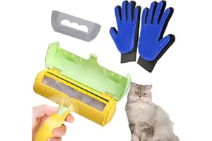 Anlolive Quitapelos para Mascotas – Rodillo quitapelos Reutilizable, 2 Guantes quitapelos Mascota y Cepillo – para pelos de Perros y Gatos, Sin Pegamento ni Baterías, Alternativa Ecológica y Duradera