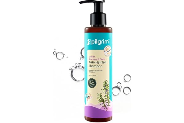 Pilgrim Spanish Rosemary & Biotin Anti Hairfall Shampoo for Reducing Hair Loss & Breakage 200ml Rosemary shampoo for hair growth Upto 95% stronger hairs For all hair types For Men & Women