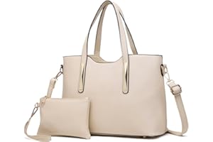 Miss Lulu Henkeltasche Damen Tasche 2 tIg. Shopper Reise Schultertasche,Beige