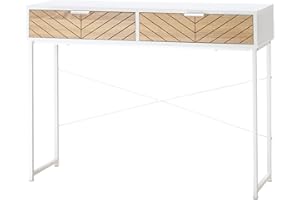 HOMCOM Mesa de Consola 100x30x75 cm Mesa de Entrada con 2 Cajones de Almacenamiento y Marco de Metal Mueble Recibidor Moderno para Pasillo Salón Blanco