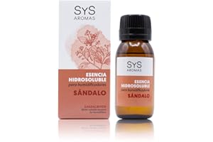 SYS Aromas Esencia Hidrosoluble Sándalo - Aroma Especiado y Amaderado - Fragancia Natural y Duradera para Humidificador y Difusor - Aromaterapia - Fabricado en España - 50 ml