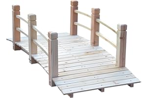 Outsunny Pont de Jardin - Pont de Bassin - passerelle en Bois avec Balustrade - Décoration du Jardin dim. 152,5L x 67l x 48H cm - Bois de Sapin
