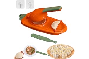 DONUBIIU 2 in 1 Dumpling Maker, Kitchen Dumpling Making Tool Baking Pastry Manual Artifact for Pressing Dumpling Skin Wrapper Mould Dough Press Maker,Manual Dumpling Maker Mould (Orange)