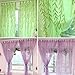 1m * 2m Curtains Rural Style Willow Leaves Pattern Offset Blind Printed Glass Yarn for Door Window Decor (Purple)