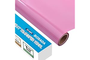 BOSADA Heat Transfer Vinyl 12" x 5ft PU Pink HTV Vinyl Iron on Vinyl for Cricut and DIY T-Shirt Clothing Hats Pillows Fabric