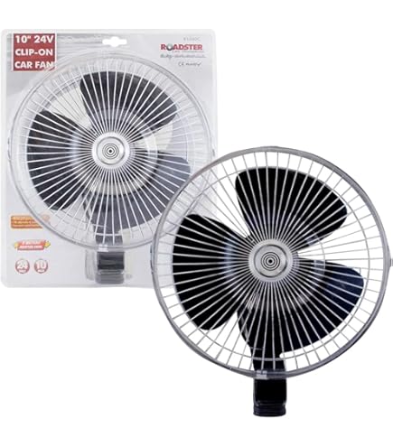 Car Fan 2024 New Portable Folding Fan 12V/24V Dual Head Brushless Motor 360