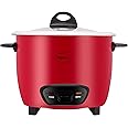 Pigeon by Stovekraft Ruby Rice Cooker with Single pot, 1.8 litres.(Red) | Toughened Glass Lid | 700 Watts | 2 Aluminium Cooking Pot | Measuring Cup| Spatula | Energy Efficient Cooking