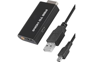 NAZAZ Adattatore da PS2 a HDMI con uscita audio da 3,5 mm e cavo HDMI da 50 cm, convertitore compatibile con HDTV, monitor e proiettore, supporta 480i/480p/576i per console PlayStation 2